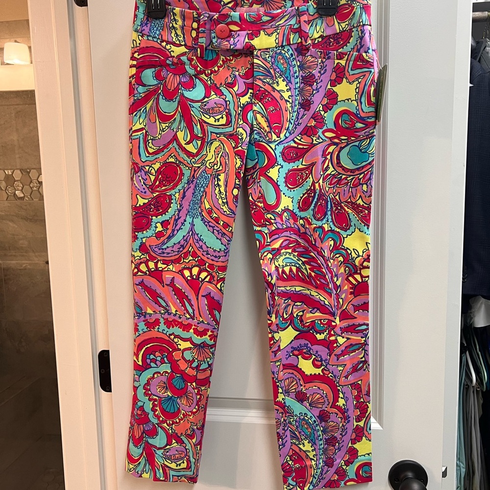 Lilly Pulitzer LUXURY CAPRI Pants Sz 0 FEELIN GROOVY Cotton NWT